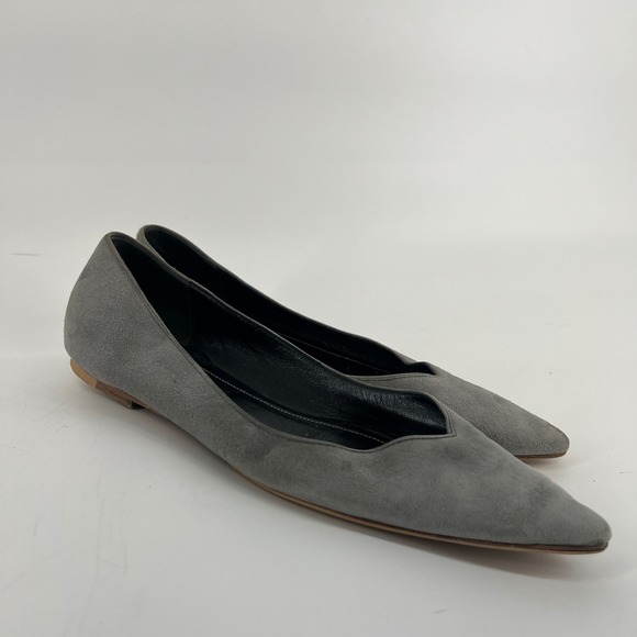 Balenciaga Shoes - Balenciaga Paris Grey Suede Pointed Toe V-Neck Flats Shoes Size 38 Made in Italy